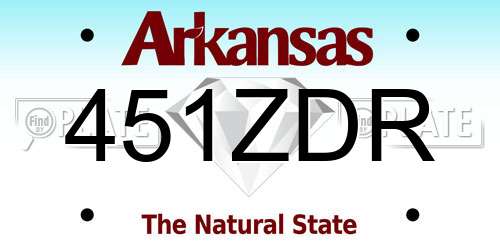 451ZDR Arkansas License Plate