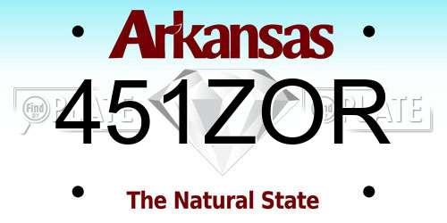 451ZOR Arkansas License Plate