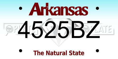 4525BZ Arkansas License Plate