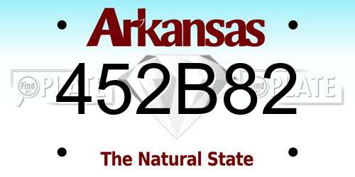 452B82 Arkansas License Plate
