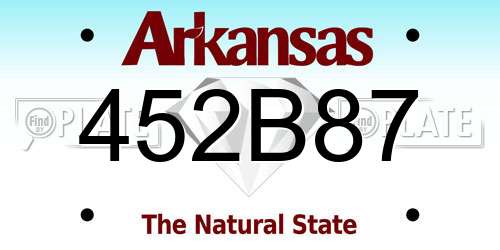 452B87 Arkansas License Plate