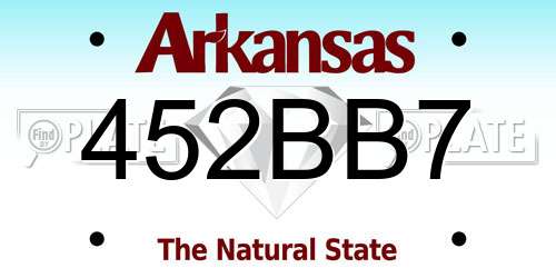 452BB7 Arkansas License Plate