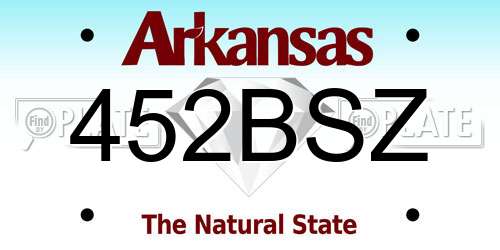 452BSZ Arkansas License Plate