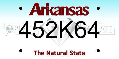 452K64 Arkansas License Plate