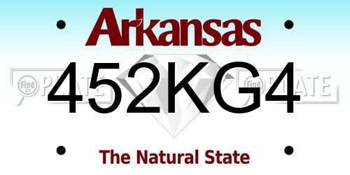 452KG4 Arkansas License Plate