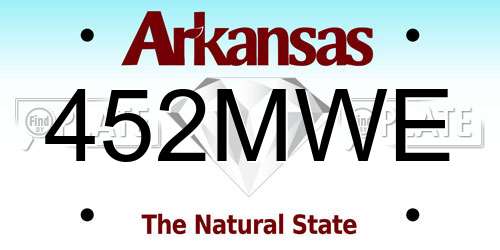452MWE Arkansas License Plate