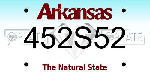 452S52 Arkansas License Plate