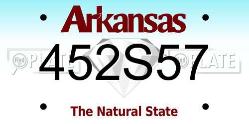 452S57 Arkansas License Plate