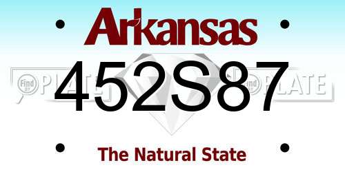 452S87 Arkansas License Plate