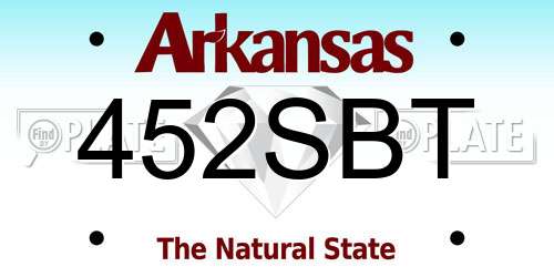 452SBT Arkansas License Plate