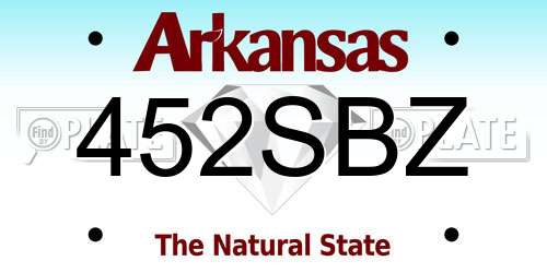 452SBZ Arkansas License Plate