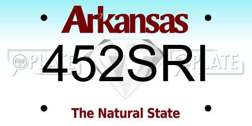 452SRI Arkansas License Plate