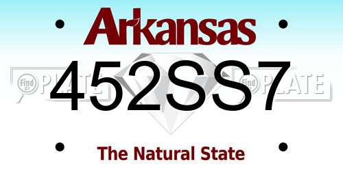 452SS7 Arkansas License Plate