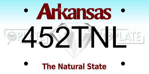 452TNL Arkansas License Plate