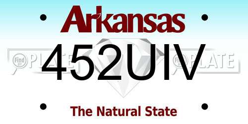 452UIV Arkansas License Plate