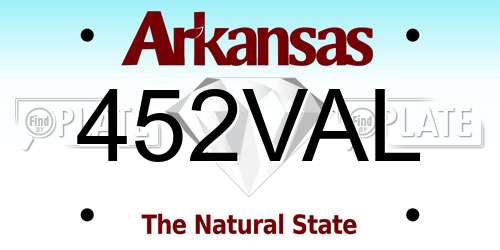 452VAL Arkansas License Plate