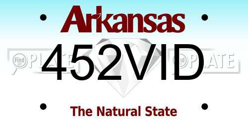 452VID Arkansas License Plate