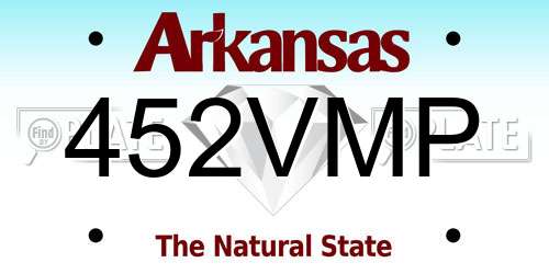 452VMP Arkansas License Plate