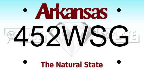 452WSG Arkansas License Plate