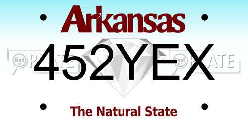 452YEX Arkansas License Plate