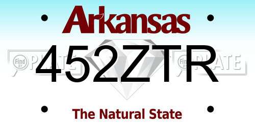 452ZTR Arkansas License Plate