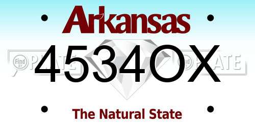 4534OX Arkansas License Plate