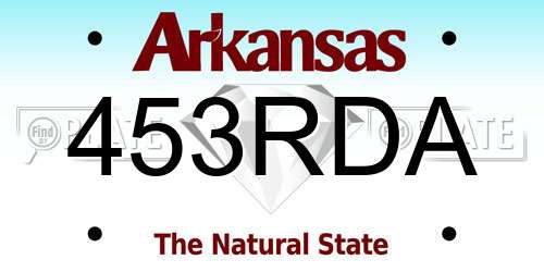 453RDA Arkansas License Plate
