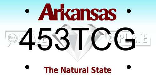 453TCG Arkansas License Plate