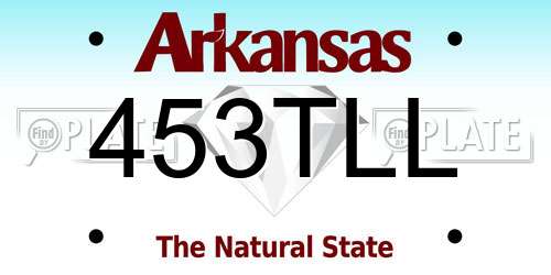 453TLL Arkansas License Plate