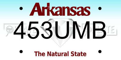 453UMB Arkansas License Plate
