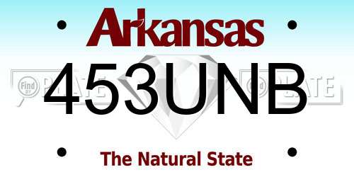 453UNB Arkansas License Plate