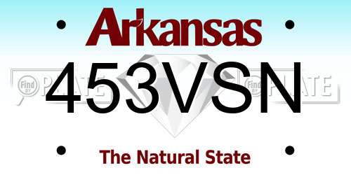453VSN Arkansas License Plate