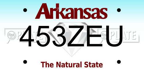 453ZEU Arkansas License Plate