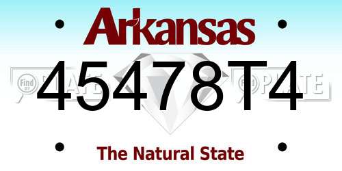 45478T4 Arkansas License Plate