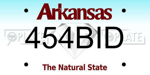 454BID Arkansas License Plate