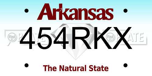 454RKX Arkansas License Plate