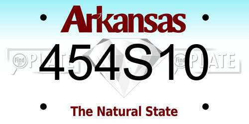 454S10 Arkansas License Plate