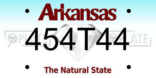 454T44 Arkansas License Plate