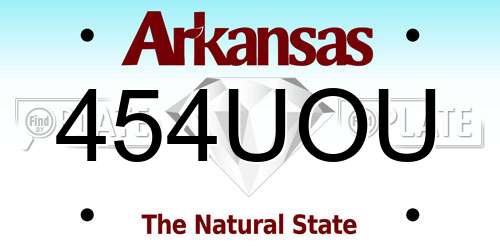 454UOU Arkansas License Plate