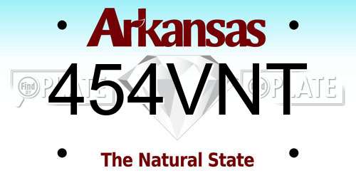 454VNT Arkansas License Plate