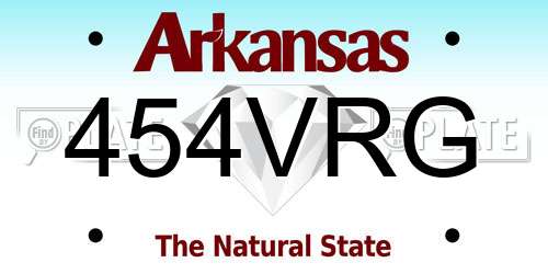 454VRG Arkansas License Plate