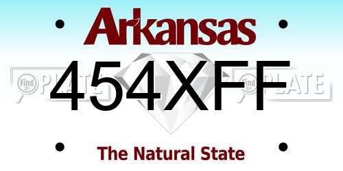 454XFF Arkansas License Plate