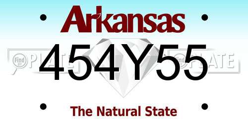 454Y55 Arkansas License Plate