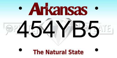 454YB5 Arkansas License Plate