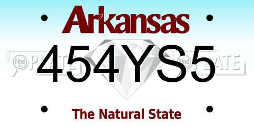 454YS5 Arkansas License Plate