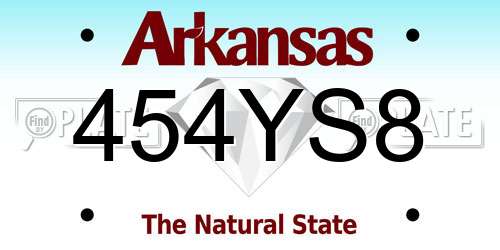 454YS8 Arkansas License Plate