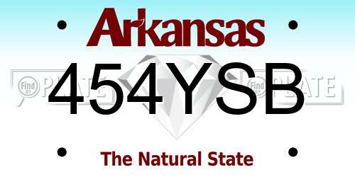 454YSB Arkansas License Plate