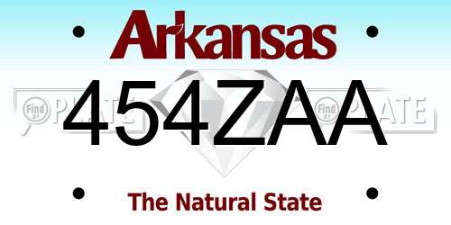 454ZAA Arkansas License Plate