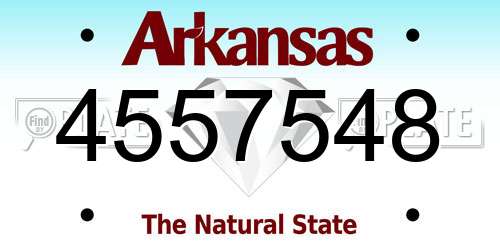 4557548 Arkansas License Plate