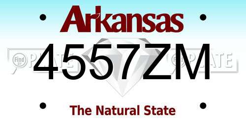4557ZM Arkansas License Plate